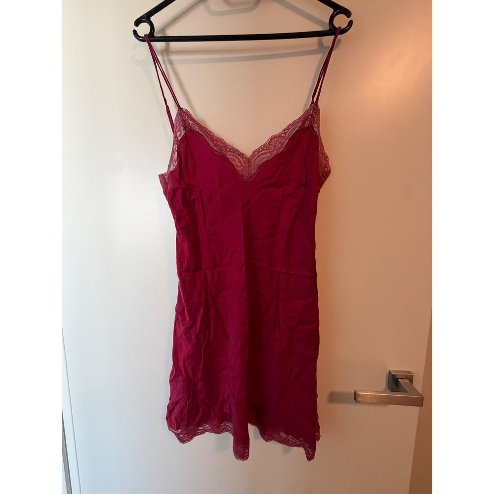 Orcanta Collection Privee Pink 100% Silk Lace Trim Slip Dress Size 38